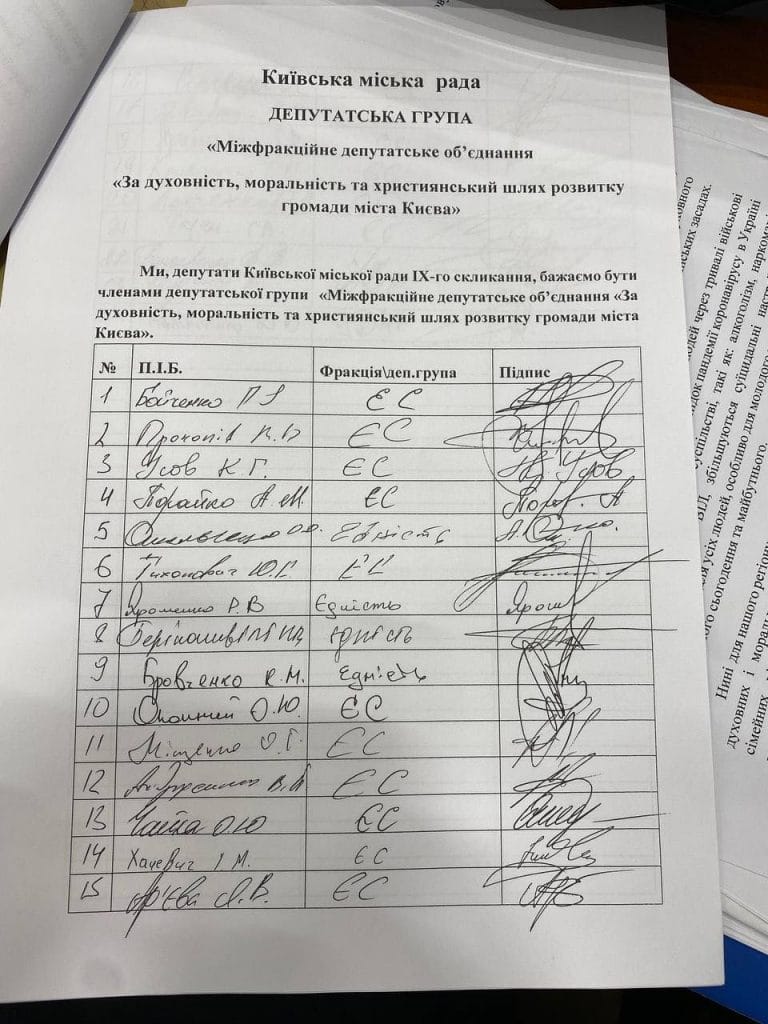 Створене Міжфракційне депутатське об’єднання, яке спрямоване на християнський шлях розвитку Києва