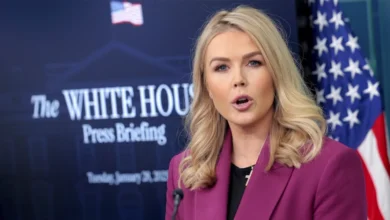 Прессекретарка Білого дому Керолайн Левітт дає коментар для ЗМІ