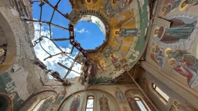 руйнована церква в Україні як символ переслідувань Росією християн